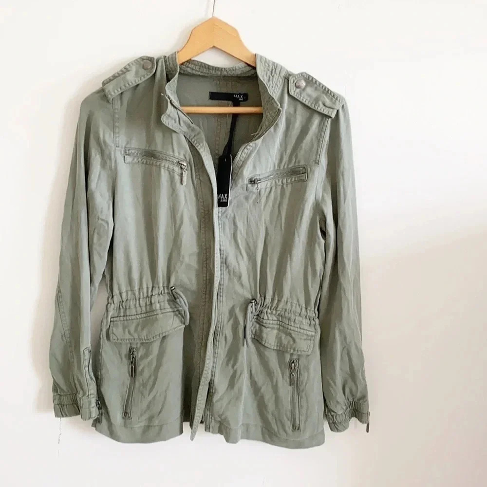 Max Jeans Sage Green lightweight Utility Jacket size small NWT